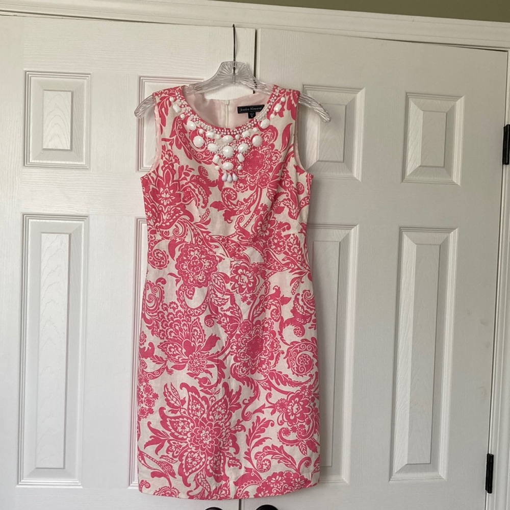 Jessica Howard Dress Size 6 Pink and White print